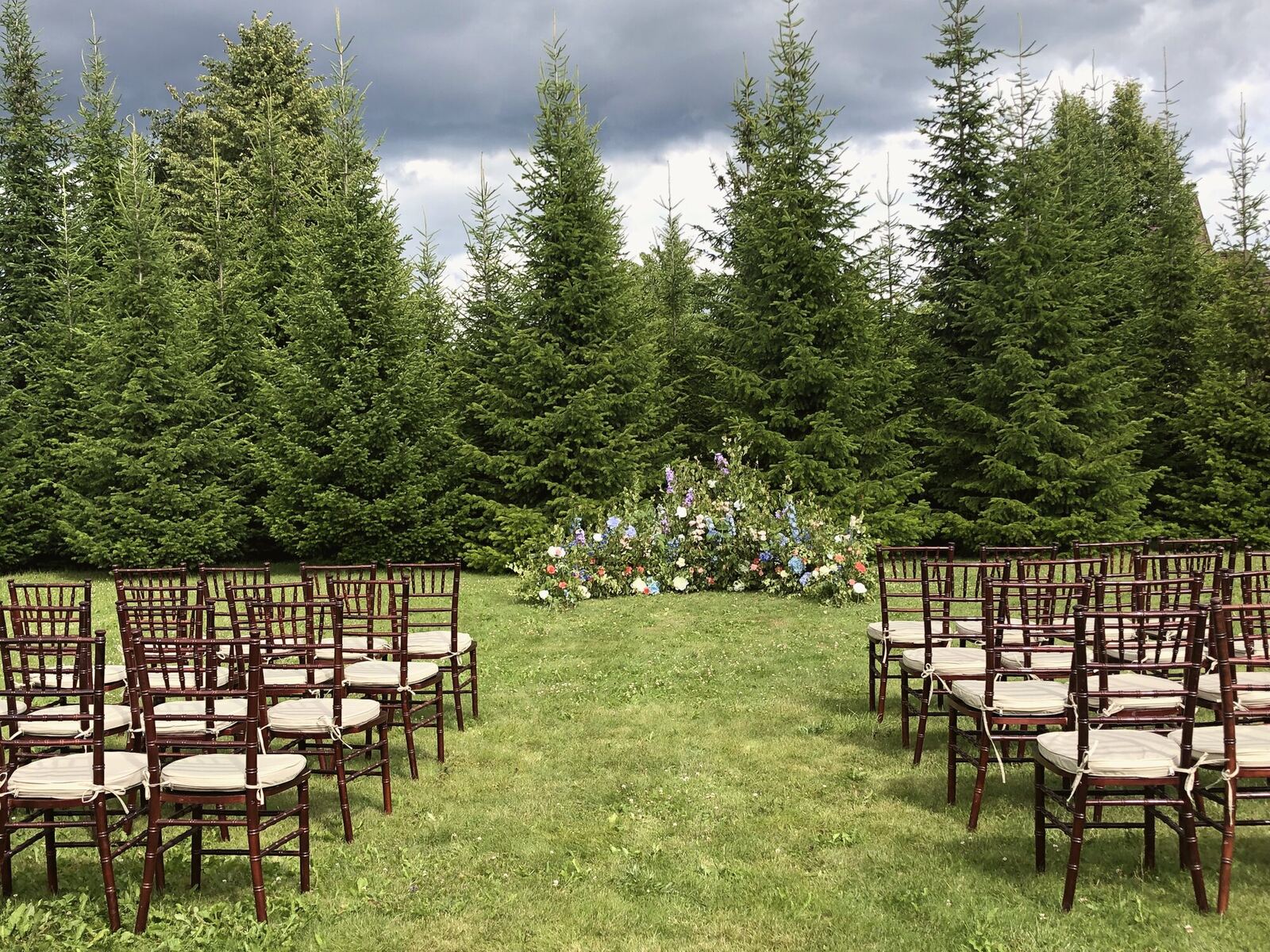 Finished ceremony among the spruces